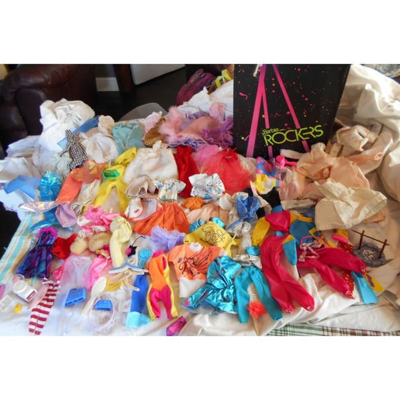 Huge Vintage Barbie Clothing Accessories 60s 70s 80s Mattel Dresses Rocker Case